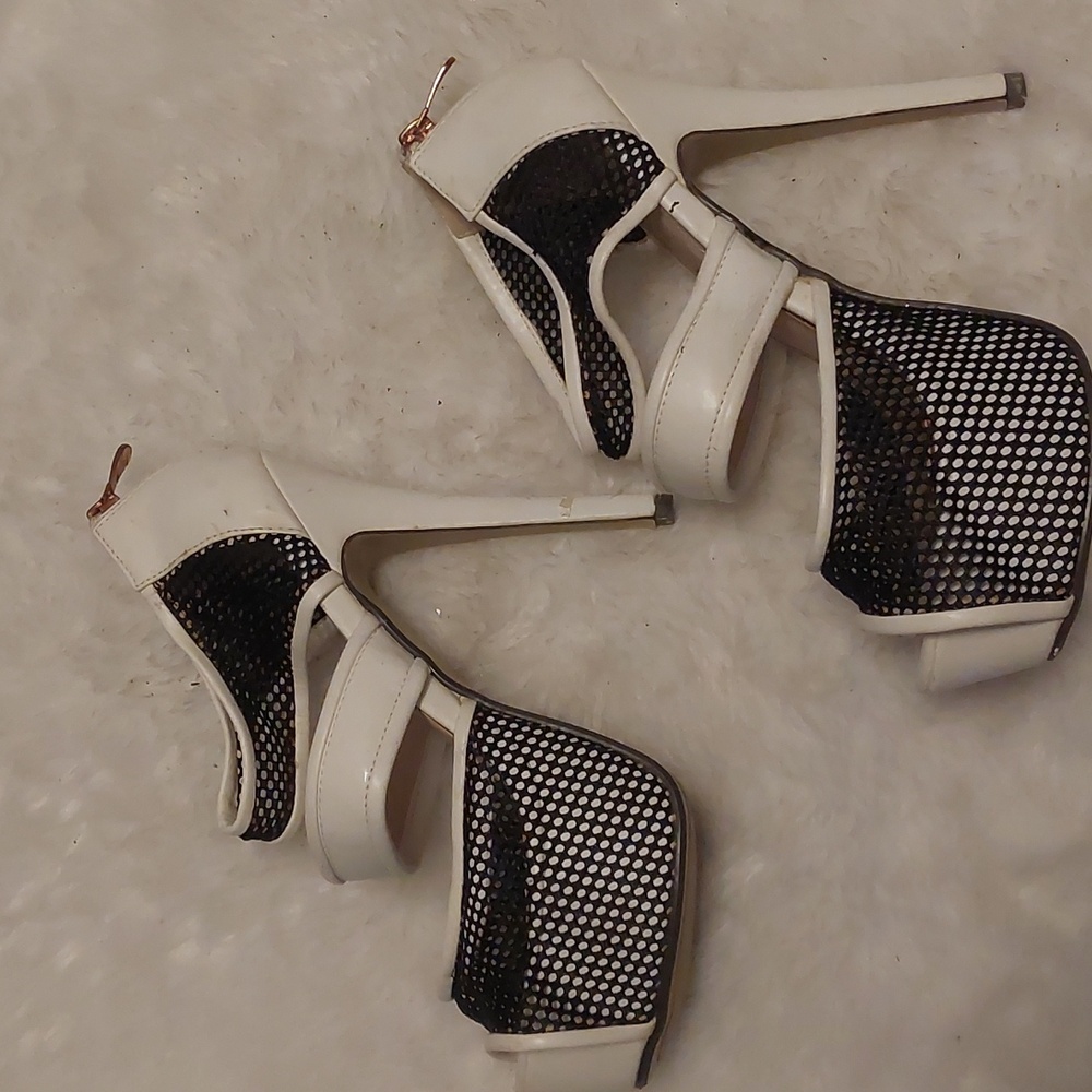 Platform white and black heels